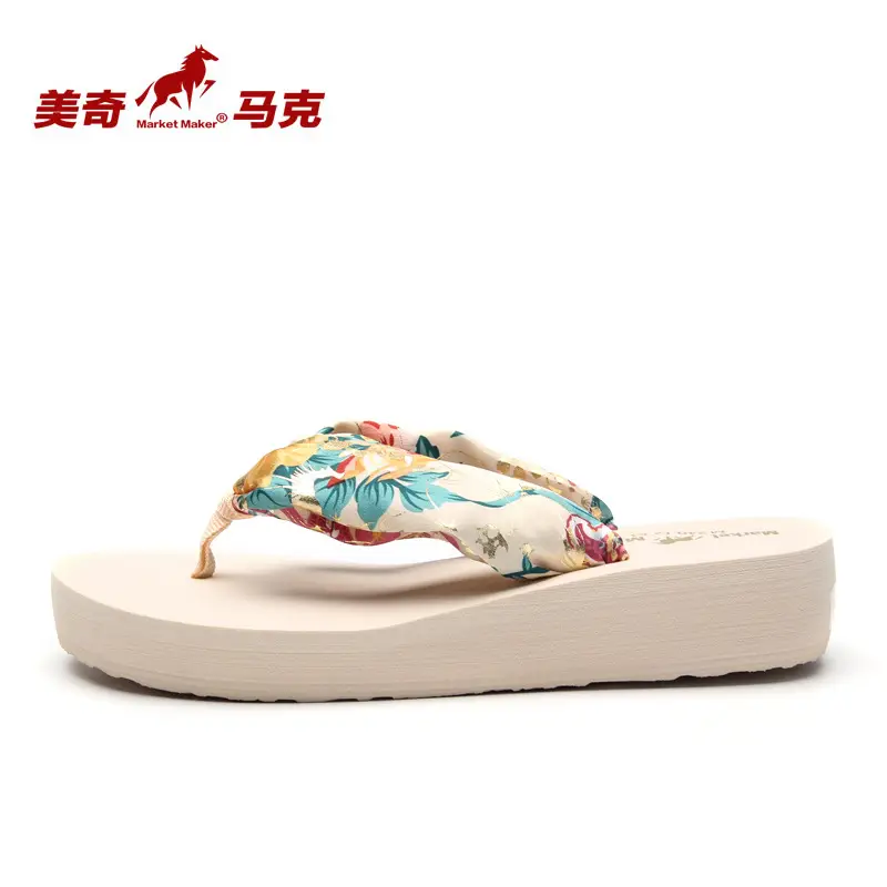 Bohemian Slippers for Women, Summer Outdoor Wear, Mid-Heel Silk Flip-Flops, Casual Non-Slip Beach Sandals, Wear-Resistant - Image 3
