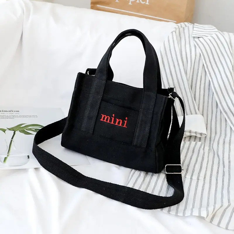 Women's Mini Canvas Shoulder Bag White 2020 - Image 7