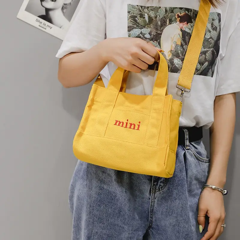 Women's Mini Canvas Shoulder Bag White 2020 - Image 8