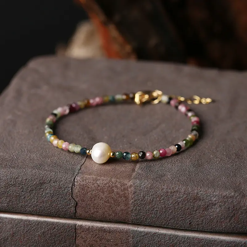 Rainbow Mori Natural Tourmaline Pearl Bracelet - Image 5