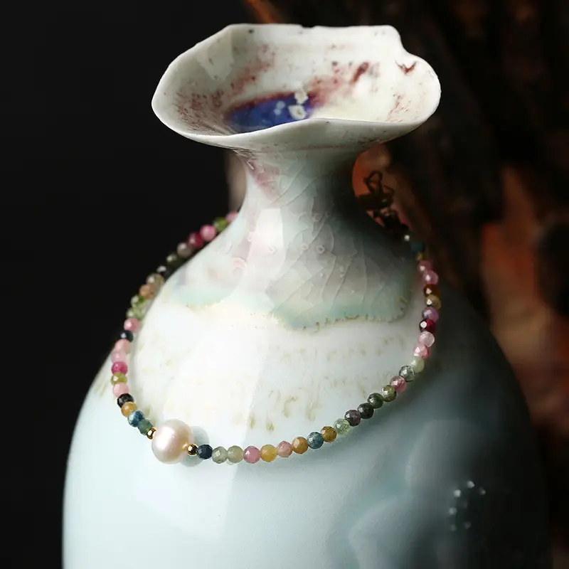 Rainbow Mori Natural Tourmaline Pearl Bracelet - Image 6