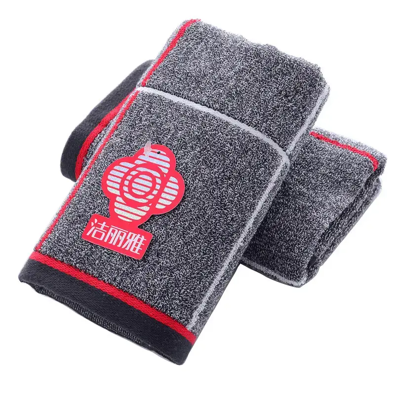 Jielia Towel 6729 Black Red Plaid Household Adult Face Towel Breathable Jacquard Terry Cotton - Image 7