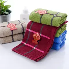 Jielia Towel 6729 Black Red Plaid Household Adult Face Towel Breathable Jacquard Terry Cotton — feature 2