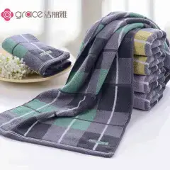 Jielia Towel 6729 Black Red Plaid Household Adult Face Towel Breathable Jacquard Terry Cotton — feature 3