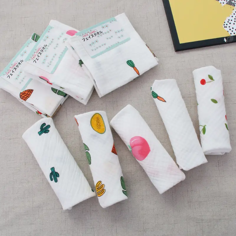 Pure Cotton Baby Handkerchief Set 4pcs Small Square Double Crepe - Image 2