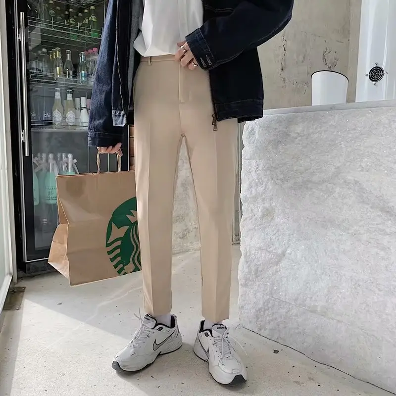 Men Ankle Pants Slim Fit Business Casual Autumn Wear