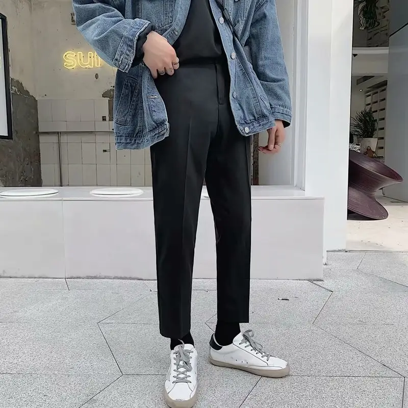 Men Ankle Pants Slim Fit Business Casual Autumn Wear