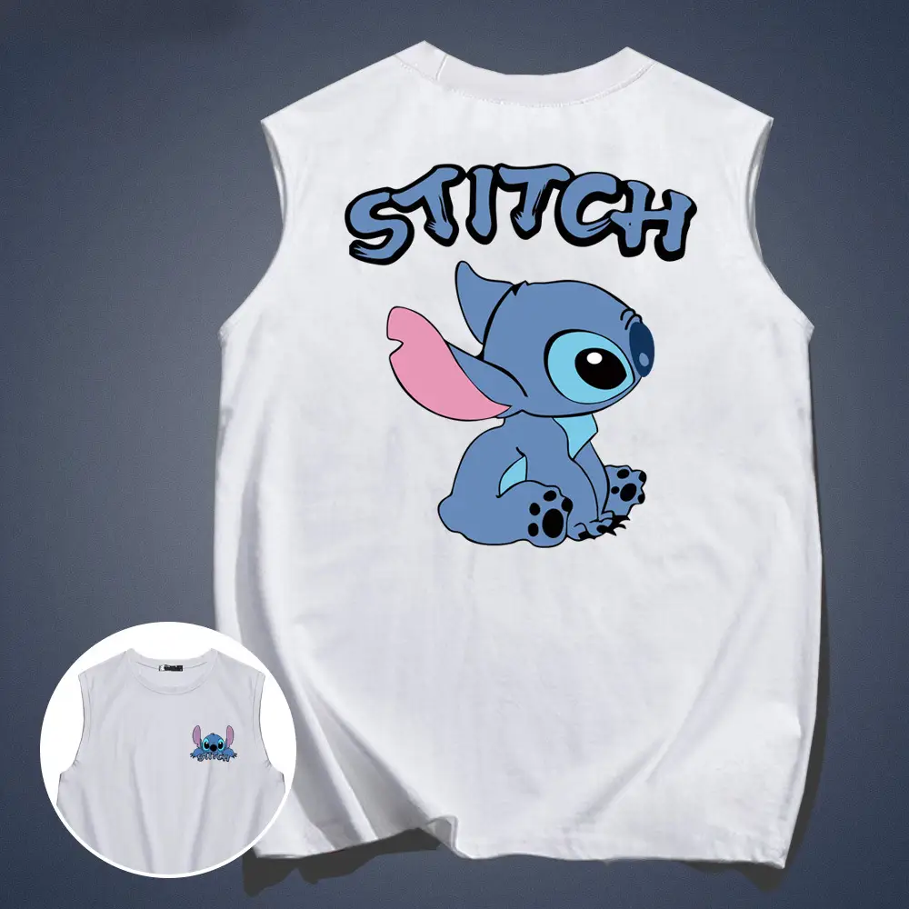 Y Stitch Cotton Vest Black White Couple Set - Image 2