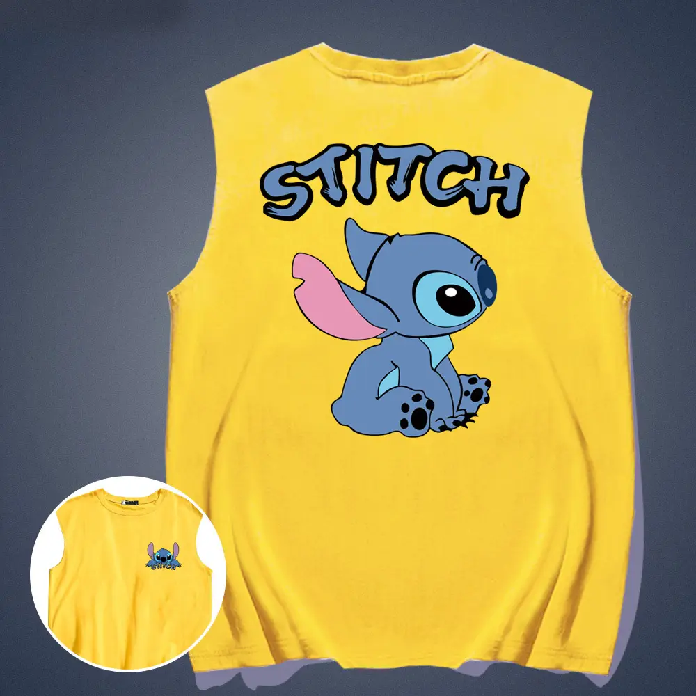 Y Stitch Cotton Vest Black White Couple Set - Image 3