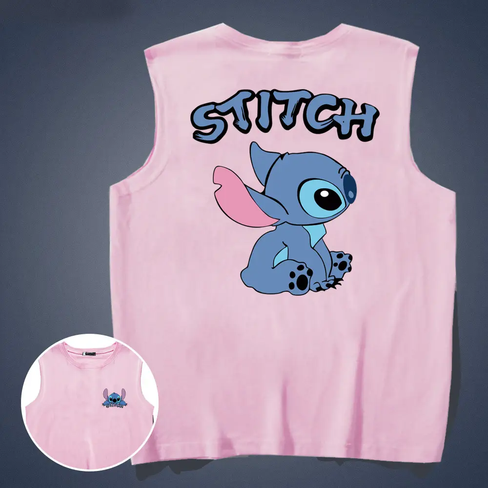 Y Stitch Cotton Vest Black White Couple Set - Image 6