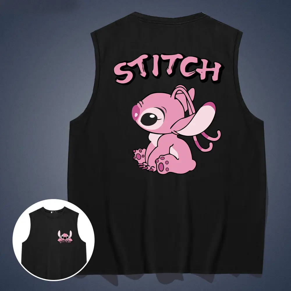 Y Stitch Cotton Vest Black White Couple Set - Image 7