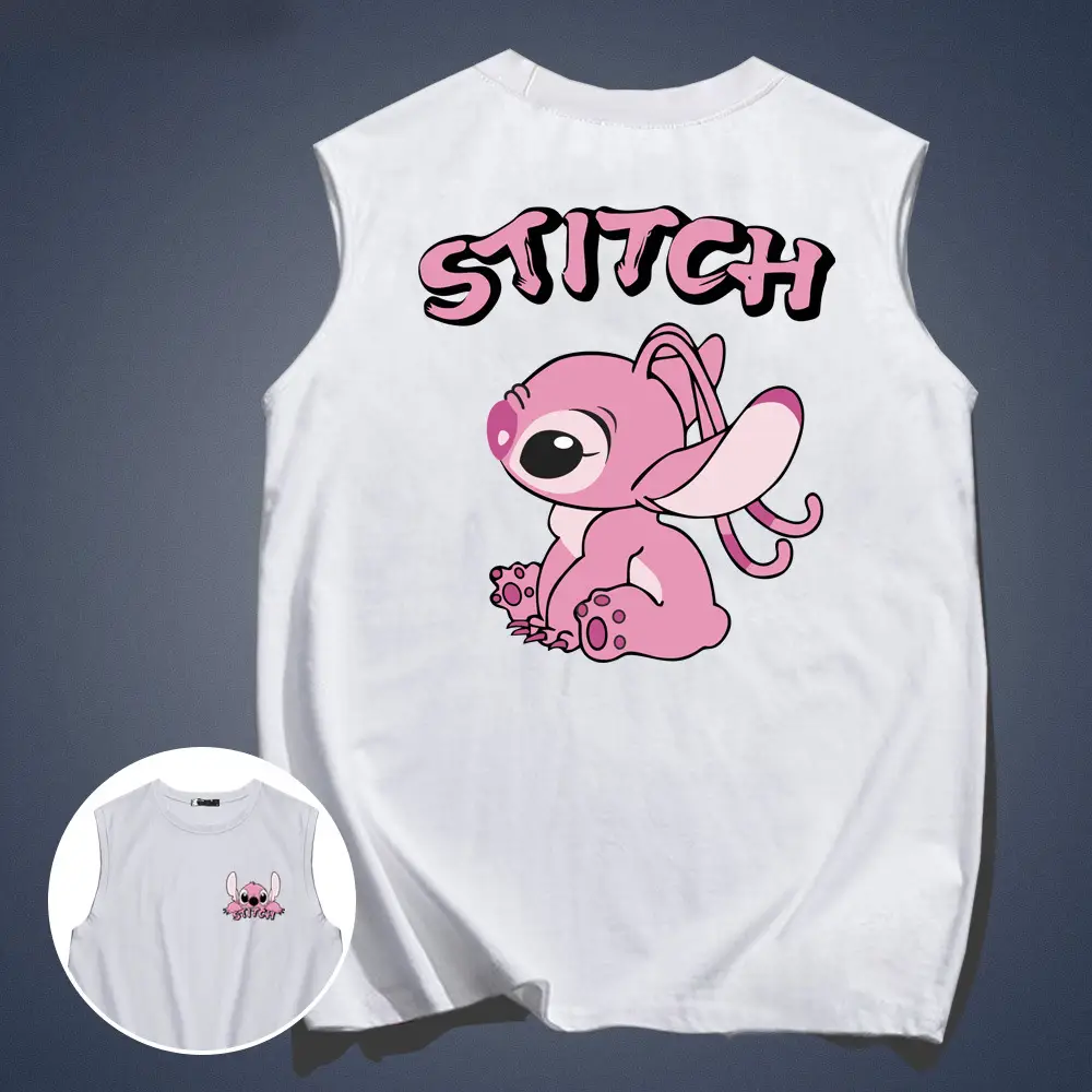 Y Stitch Cotton Vest Black White Couple Set - Image 8