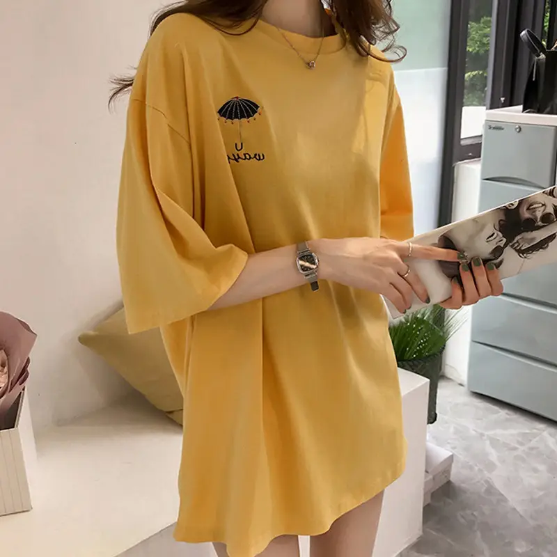 2025 Women Embroidered T-Shirt Black Short Sleeve - Image 3
