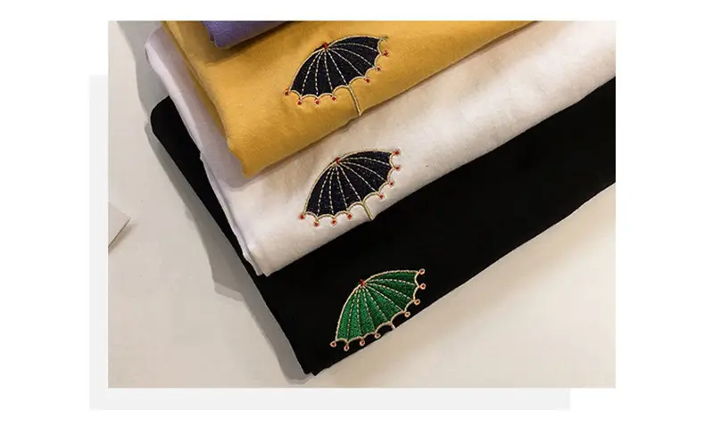 2025 Women Embroidered T-Shirt Black Short Sleeve — feature 3