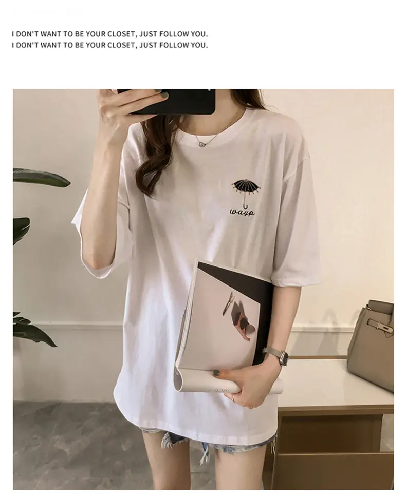 2025 Women Embroidered T-Shirt Black Short Sleeve — feature 9