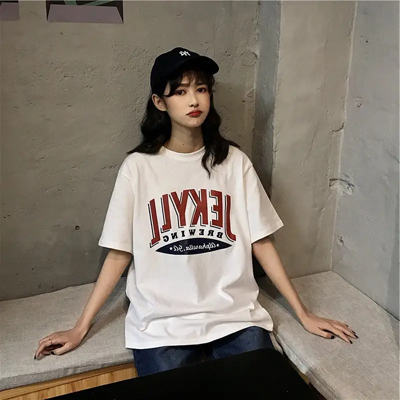 2025 Summer Letter Print Loose Plus Size T-Shirt Women - Image 3