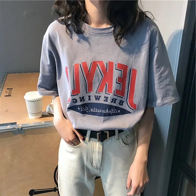2025 Summer Letter Print Loose Plus Size T-Shirt Women - Image 5