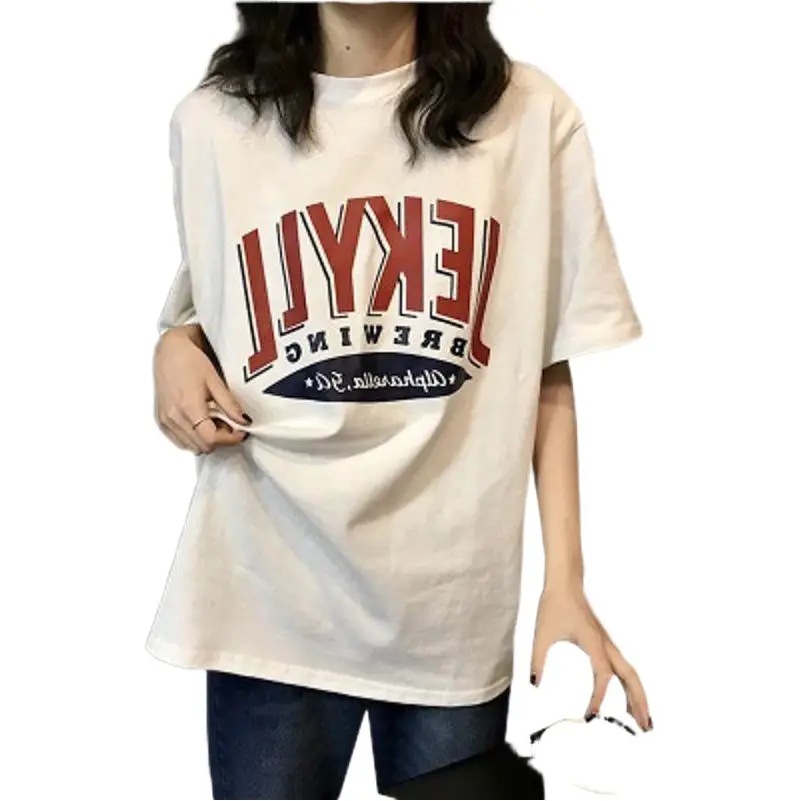 2025 Summer Letter Print Loose Plus Size T-Shirt Women