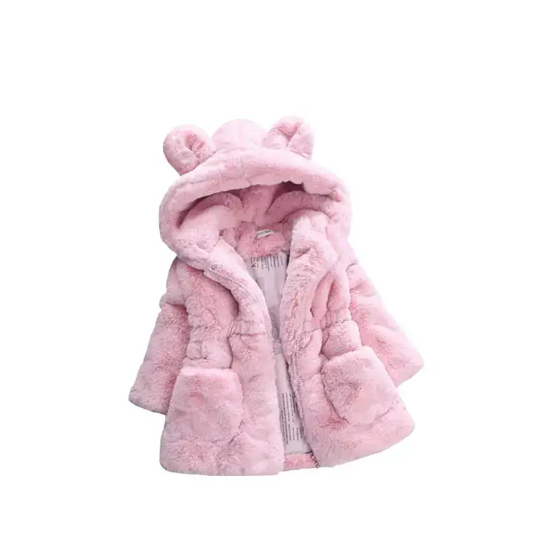 Girls Leopard Print Hooded Jacket Winter Cotton Faux Fur - Image 14