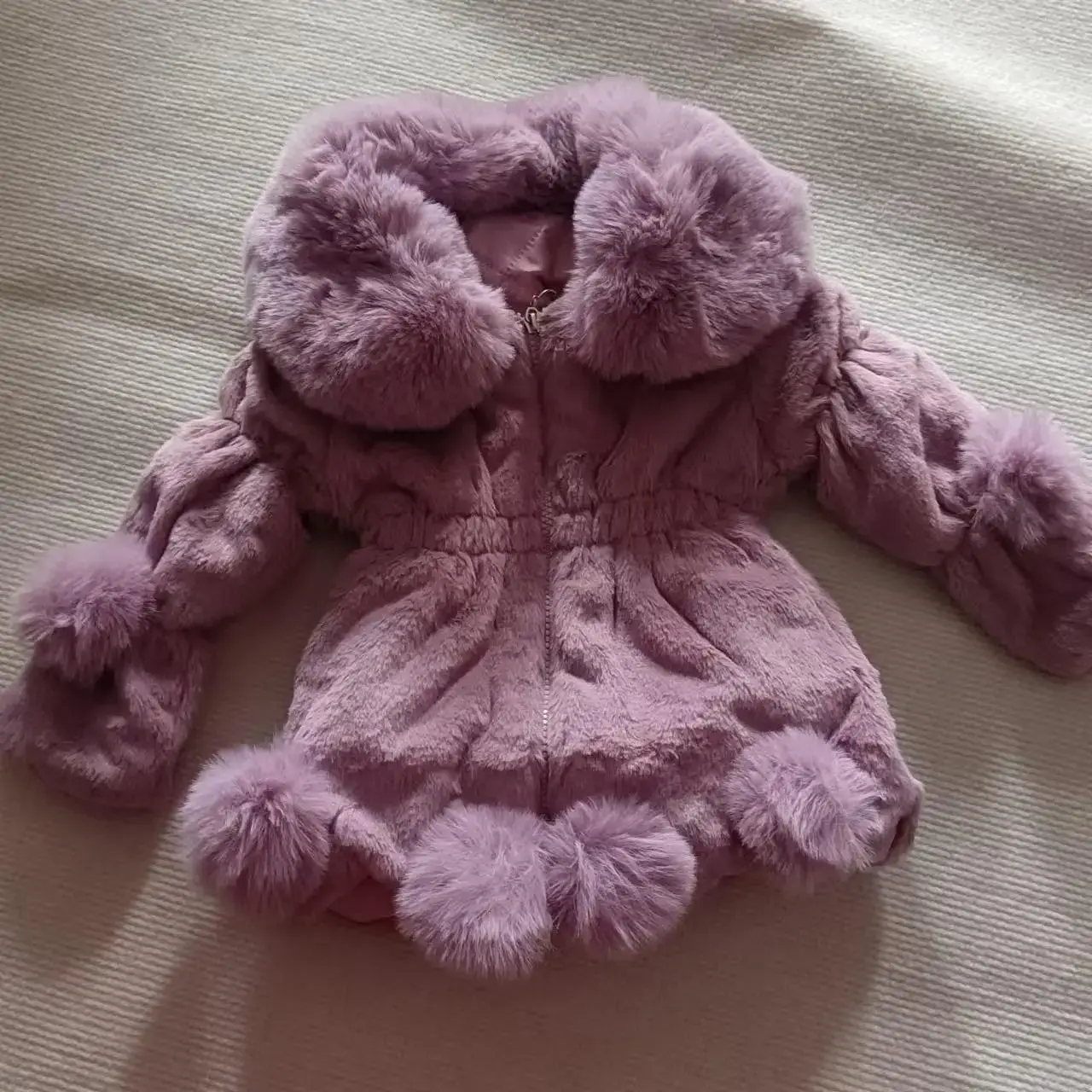 Girls Leopard Print Hooded Jacket Winter Cotton Faux Fur - Image 6