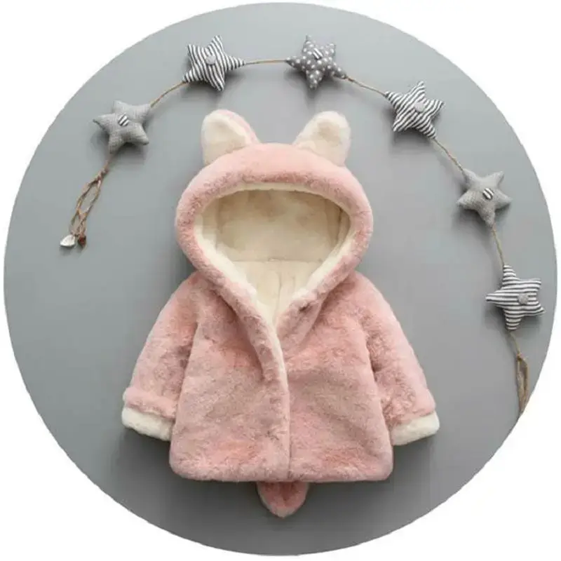 Girls Leopard Print Hooded Jacket Winter Cotton Faux Fur - Image 9