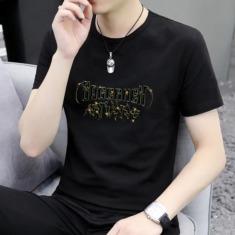 Men Printed Grey T-Shirt Short Sleeve Crew Neck - Image 12