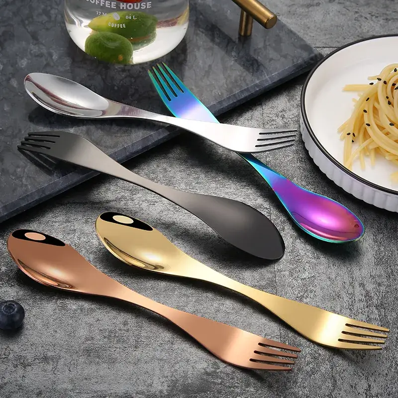 Stainless Steel Spoon Fork Set Black Gold All-In-One - Image 7