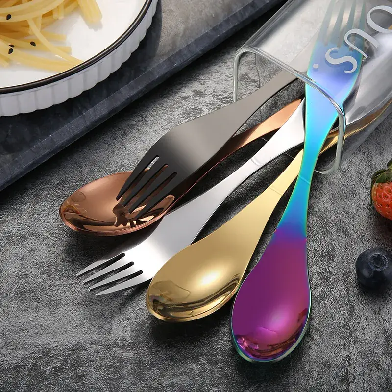 Stainless Steel Spoon Fork Set Black Gold All-In-One - Image 8