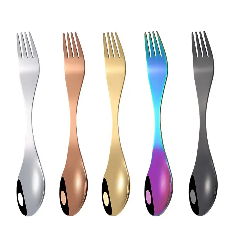 Stainless Steel Spoon Fork Set Black Gold All-In-One - Image 10