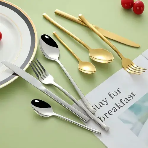 Stainless Steel Spoon Fork Set Black Gold All-In-One — feature 25