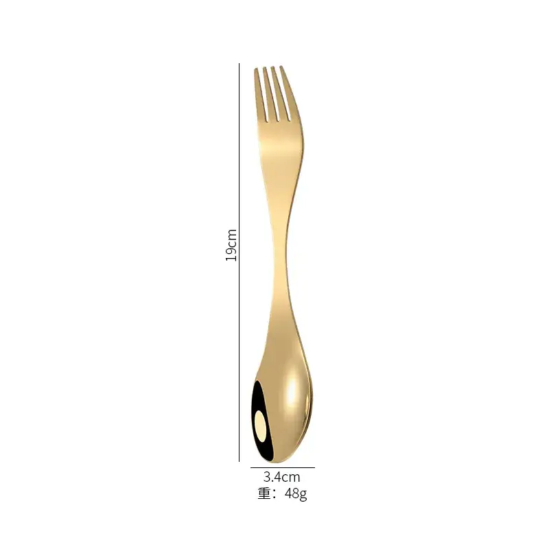 Stainless Steel Spoon Fork Set Black Gold All-In-One - Image 2