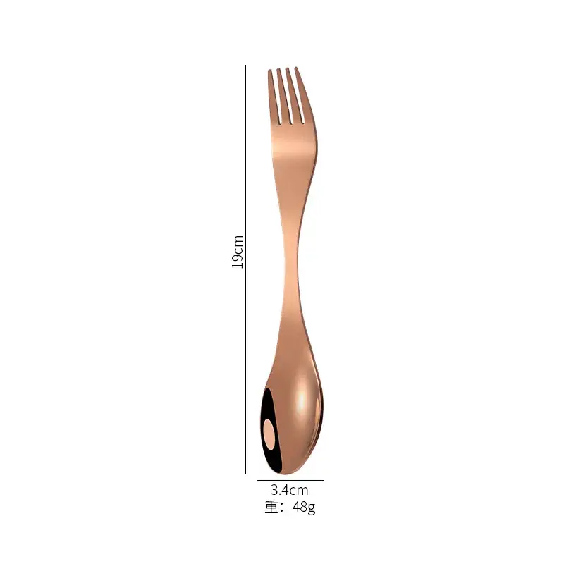 Stainless Steel Spoon Fork Set Black Gold All-In-One - Image 3