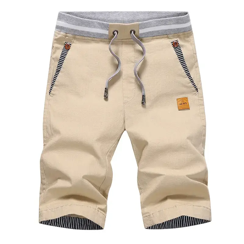 Men's Beige Zipper Shorts Quick Dry Cotton Large - Image 7