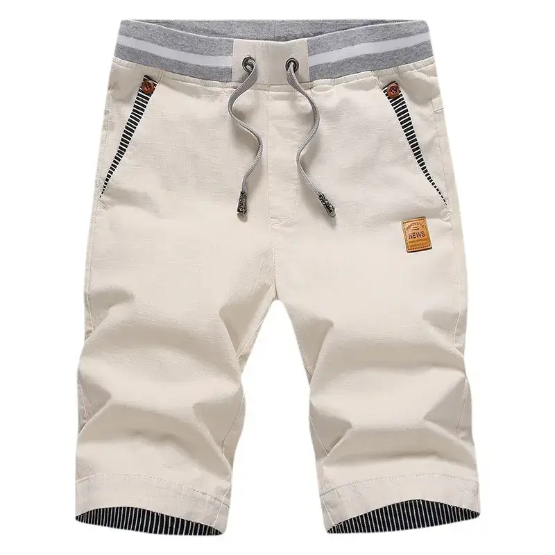 Men's Beige Zipper Shorts Quick Dry Cotton Large - Image 10