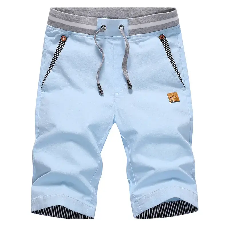Men's Beige Zipper Shorts Quick Dry Cotton Large - Image 3