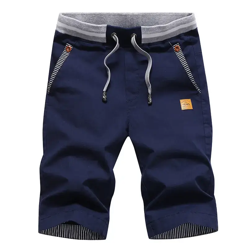 Men's Beige Zipper Shorts Quick Dry Cotton Large - Image 5