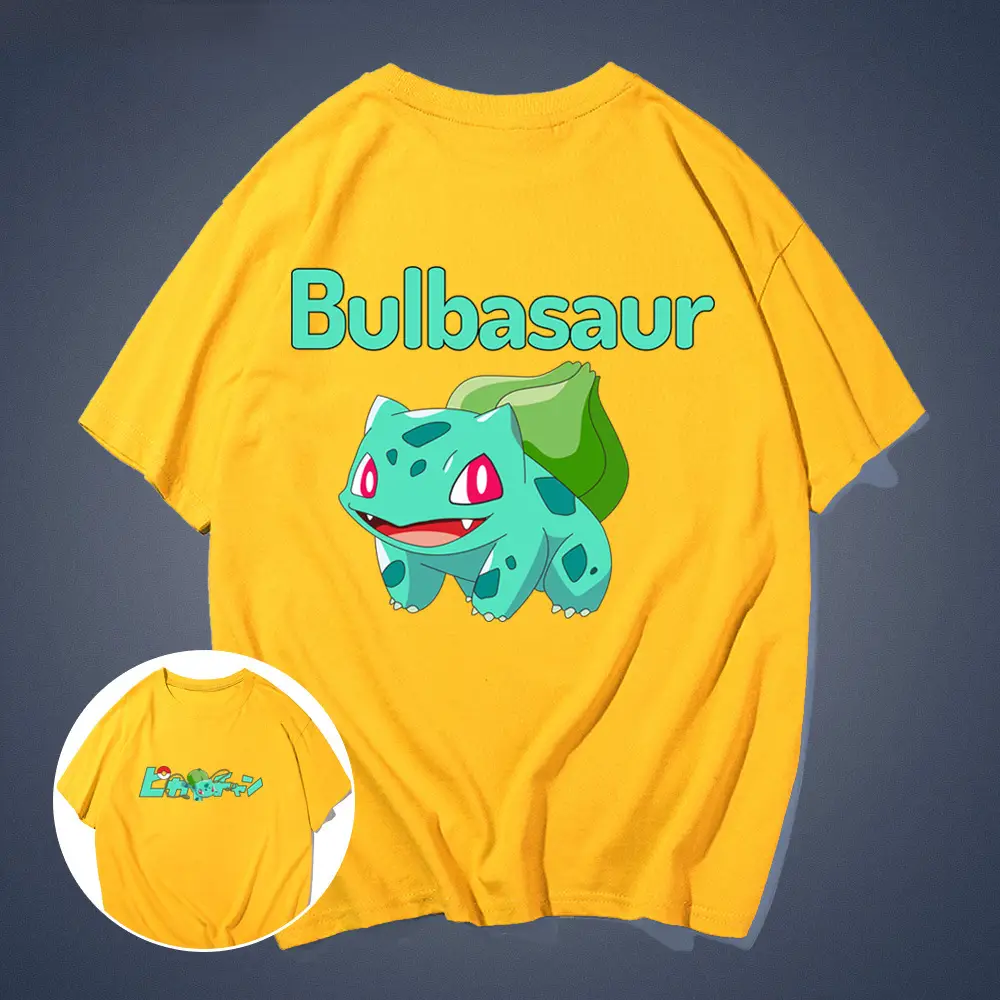 Bulbasaur Cartoon T-Shirt Yellow Short Sleeve Men Women