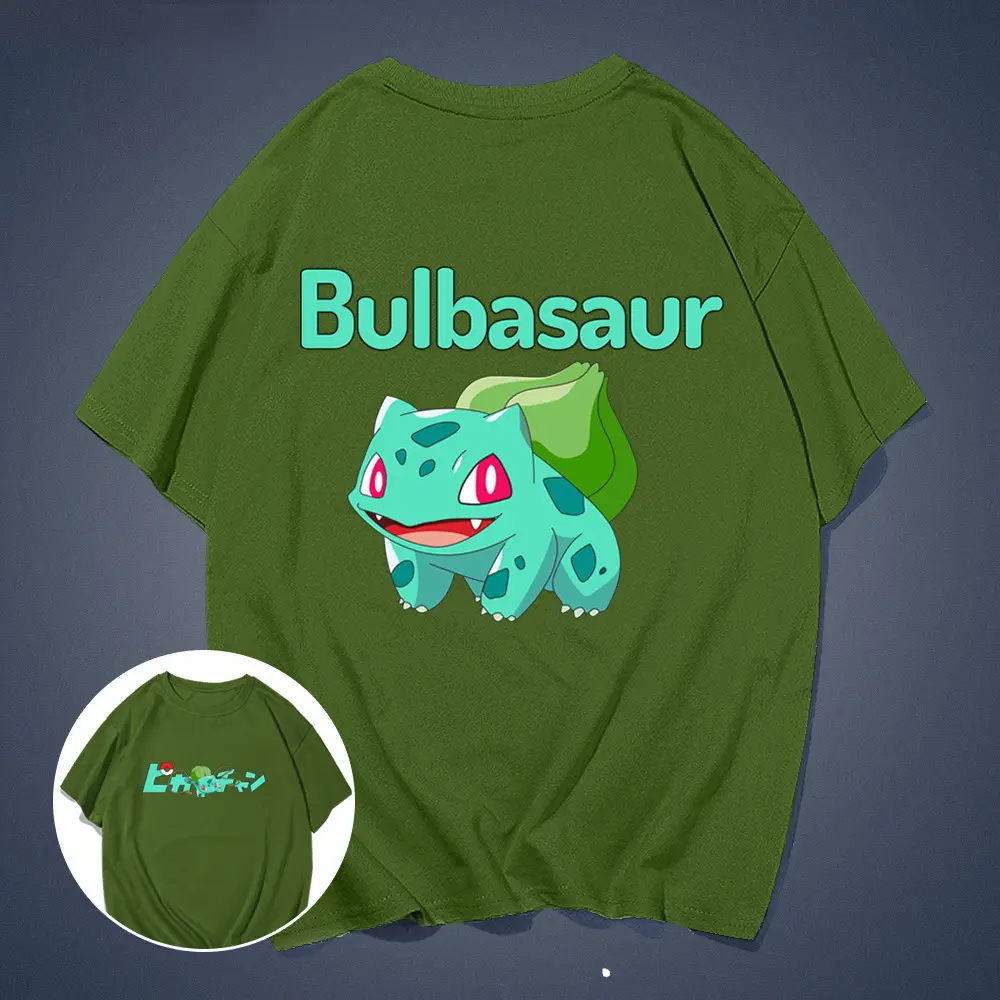 Bulbasaur Cartoon T-Shirt Yellow Short Sleeve Men Women