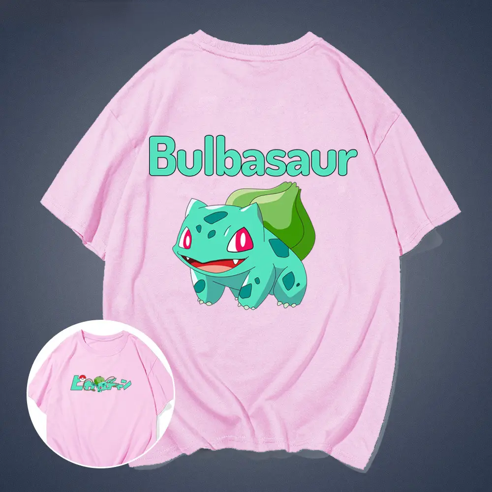 Bulbasaur Cartoon T-Shirt Yellow Short Sleeve Men Women