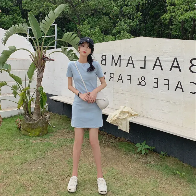 Black Korean Style Mid-Length Dress for Women