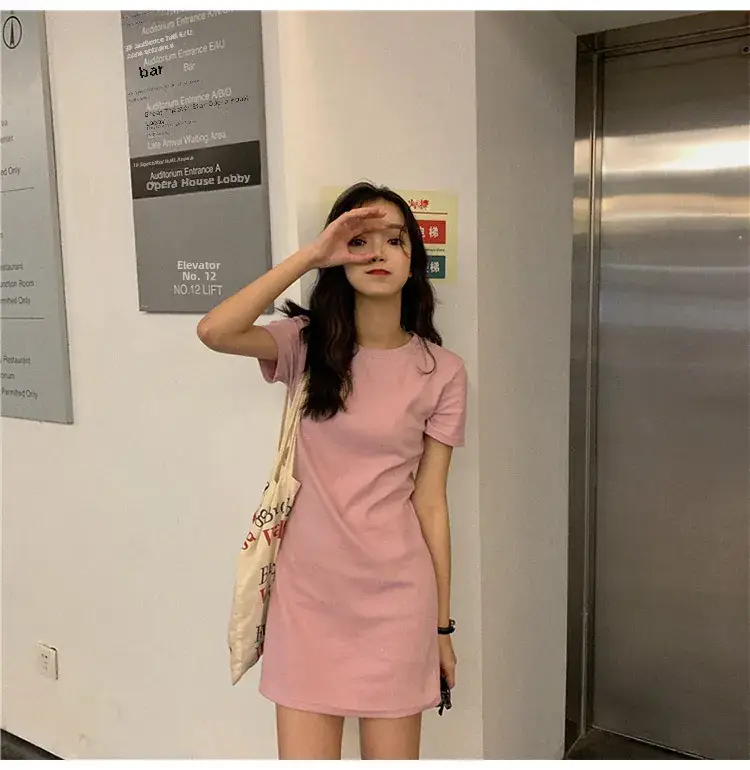 Black Korean Style Mid-Length Dress for Women