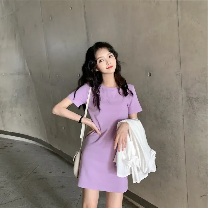 Black Korean Style Mid-Length Dress for Women