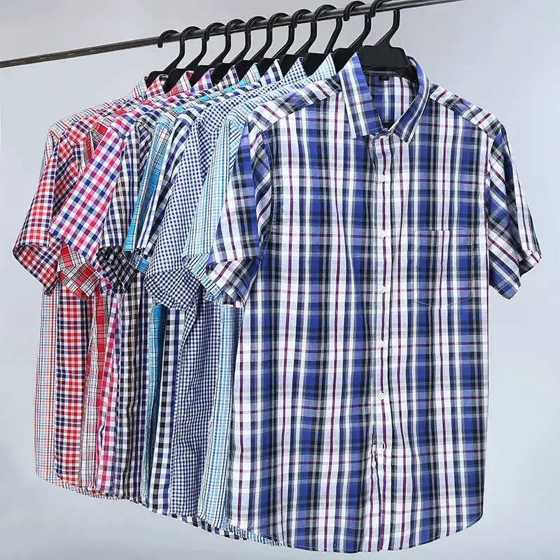 Plus Size Plaid Shirt Blue White Business Casual - Image 12