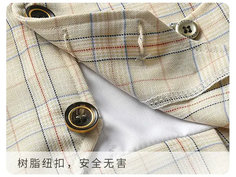 British Style Plaid Boy Suit Short Sleeve Conjoined — feature 13