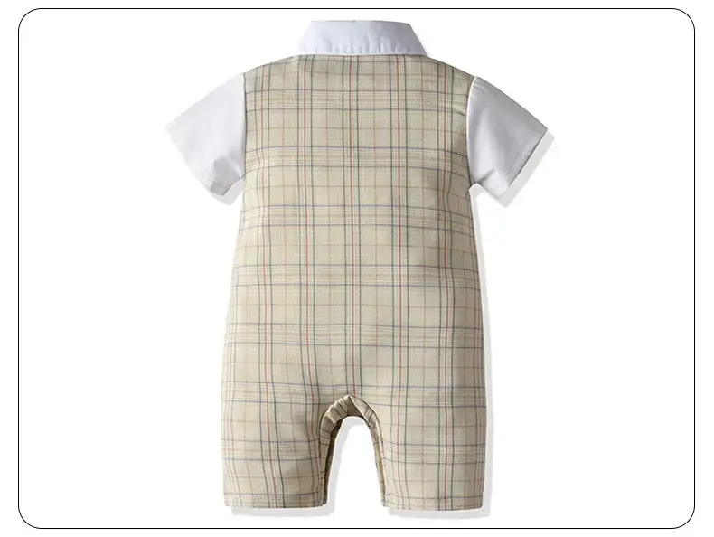 British Style Plaid Boy Suit Short Sleeve Conjoined — feature 18