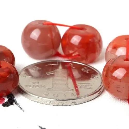 Raw South Red Agate Scattered Beads Drum Beads Round - Image 3