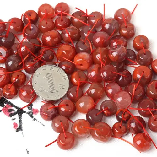 Raw South Red Agate Scattered Beads Drum Beads Round - Image 4