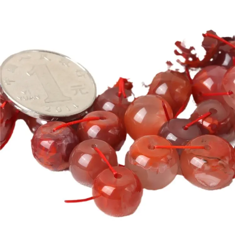 Raw South Red Agate Scattered Beads Drum Beads Round - Image 5