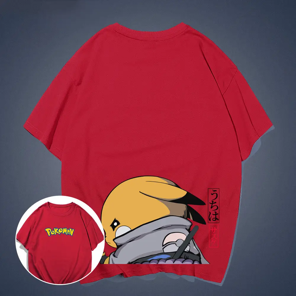 Men Women Cartoon T-Shirt Green Pikachu Sasuke - Image 11