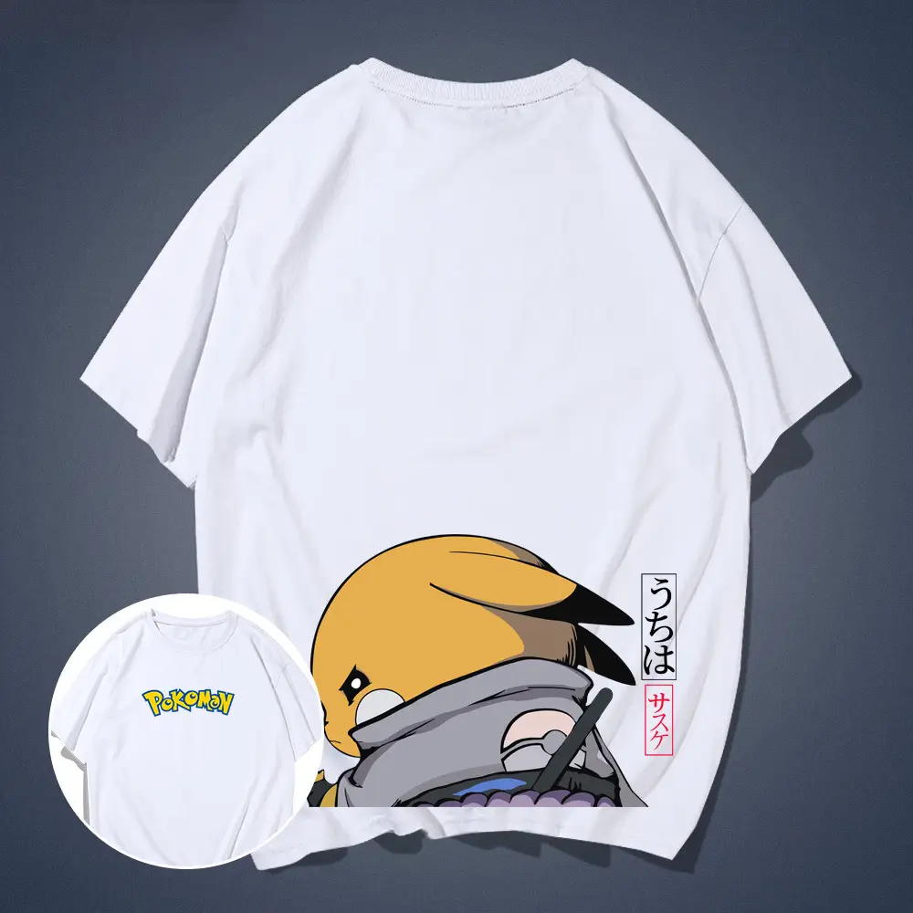 Men Women Cartoon T-Shirt Green Pikachu Sasuke - Image 2